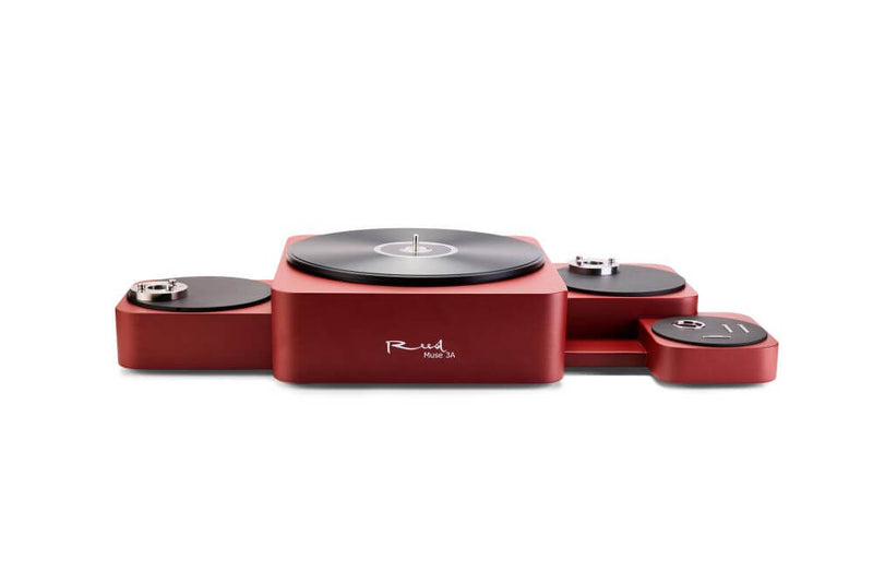 Reed Muse 3A turntable in Carnelian Red — angled view