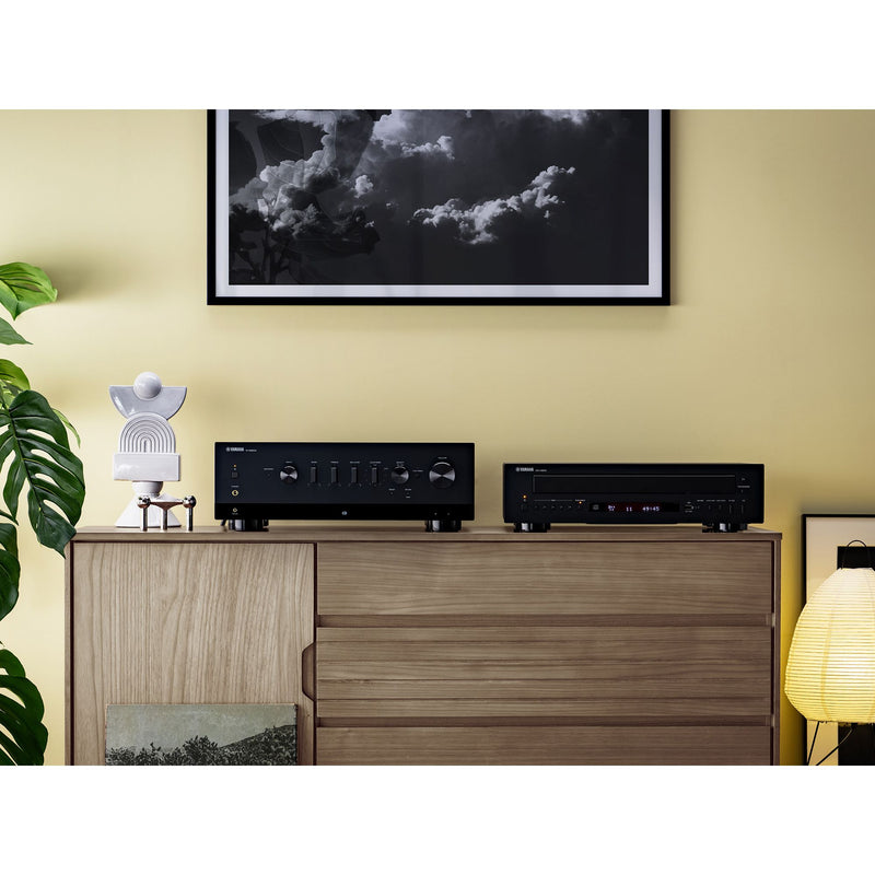 Yamaha CD-C603 CD Changer paired with Yamaha R-N800A integrated amplifier, system view