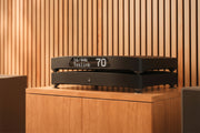 MSB Palisade DAC on a wood cabinet