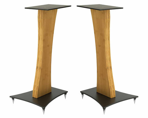 Quadraspire Q60 Bamboo speaker stand — natural bamboo finish, sold as a pair