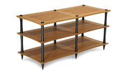 Quadraspire SV2T performance HiFi rack — natural bamboo with black columns (160kg / 353 lb per shelf)