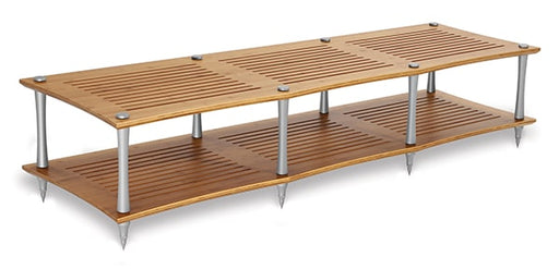 Quadraspire SV3T performance HiFi rack — natural bamboo with silver columns (240kg / 529 lb per shelf)