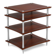 Quadraspire SVT performance HiFi rack — cherry bamboo finish with silver columns