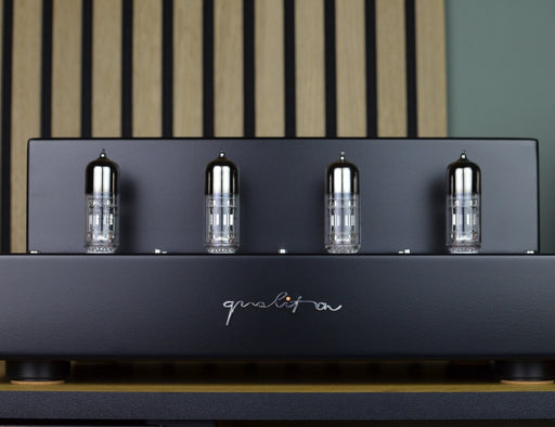 Audio Hungary Qualiton Filter vacuum tube power line filter, front view with four 6H30Pi tubes