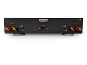 Bricasti M18 dual mono power amplifier, rear panel with balanced XLR inputs and speaker terminals