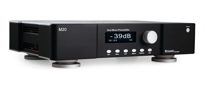 Bricasti M20 Preamplifier, Classic Black finish, angled view