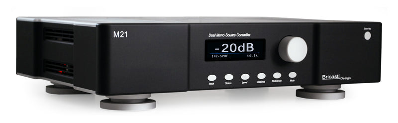 Bricasti M21 DAC in Classic Black finish, angled front view