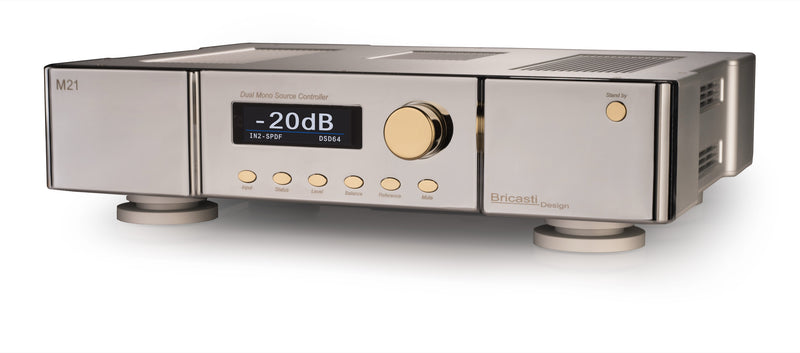 Bricasti M21 DAC in Platinum finish, angled front view