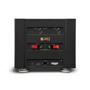 Bricasti M228 dual mono power amplifier, rear panel with balanced XLR inputs and speaker terminals