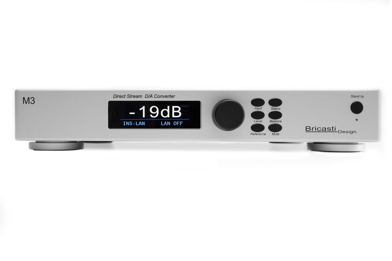 Bricasti M3 DAC in Argento silver finish, front view