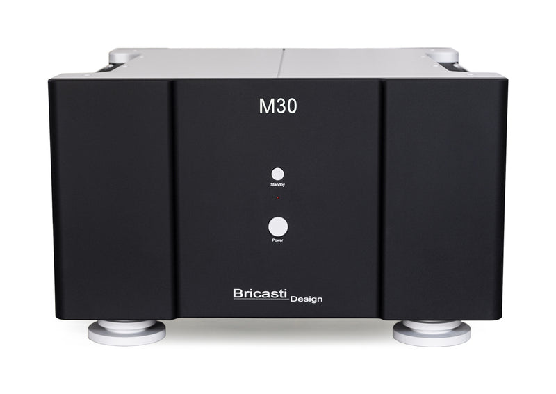 Bricasti M30 monoblock amplifier, front view in Classic Black