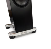 Bricasti S7 loudspeaker, base with machined aluminum outriggers and isolation feet