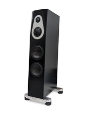 Bricasti S7 floorstanding loudspeaker, angled view in black