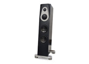 Bricasti S7 floorstanding loudspeaker, front three-quarter view in black