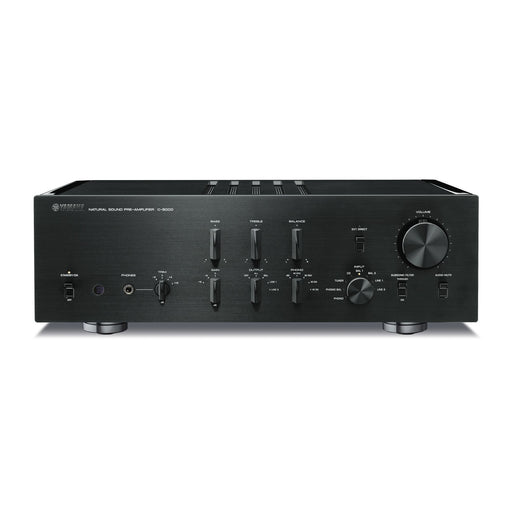 Yamaha C-5000 preamplifier front view, Black/Piano Black finish