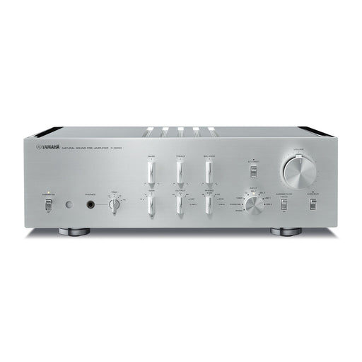 Yamaha C-5000 preamplifier front view, Silver/Piano Black finish