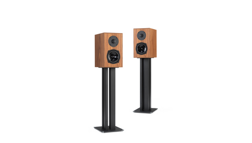 Falcon Acoustics M10 bookshelf speakers in Walnut veneer, pair, grilles removed