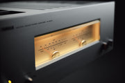 Yamaha M-5000 — close-up of precision 7mm Asahi glass VU meters illuminated
