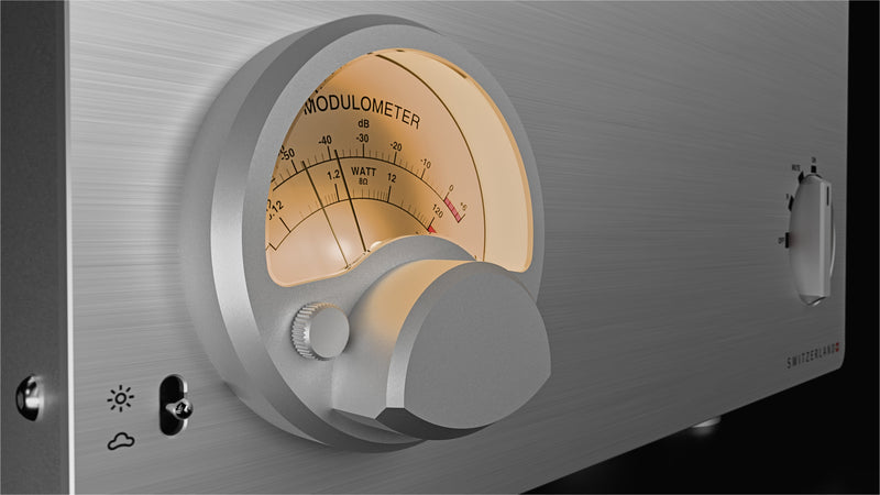 Nagra AMP II-S stereo power amplifier, Modulometer close-up