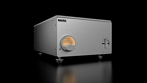 Nagra AMP II-S stereo power amplifier, three-quarter view