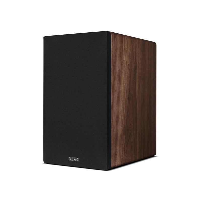 QUAD Elegan 1 in walnut veneer with grille fitted