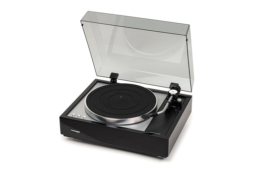 Thorens TD 1600 TP 160 turntable, Gloss Black, three-quarter angle view