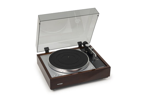 Thorens TD 1601 TP 160 turntable, Gloss Walnut, three-quarter angle view