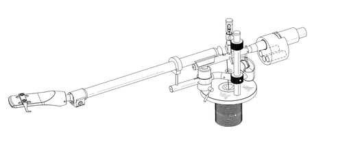 Unified Theory UA-101 tonearm, line drawing, three-quarter view