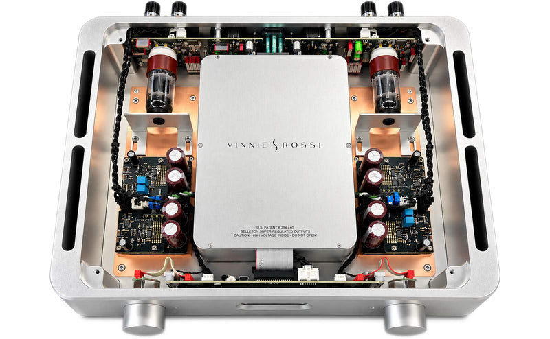 Vinnie Rossi CANTA Integrated Amplifier interior with two 6SN7 triodes