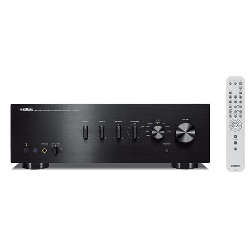 Yamaha A-S501 Integrated Amplifier in Black — front panel with remote control