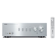 Yamaha A-S501 Integrated Amplifier in Silver — front panel with remote control