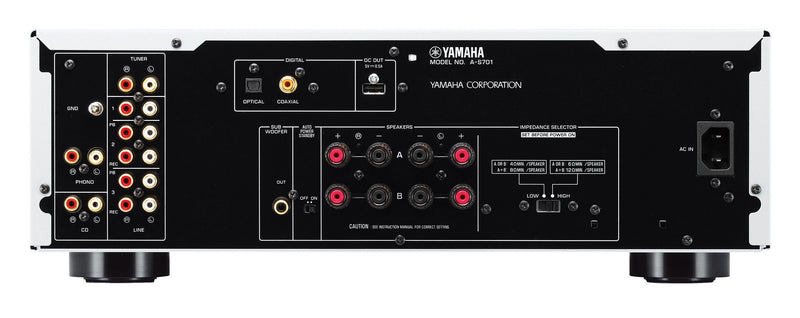 Yamaha A-S701 integrated amplifier — angled view showing chassis and front panel design
