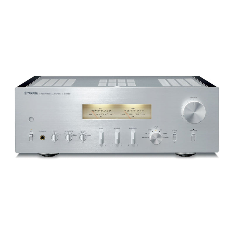 Yamaha A-S2200 integrated amplifier, silver, front view