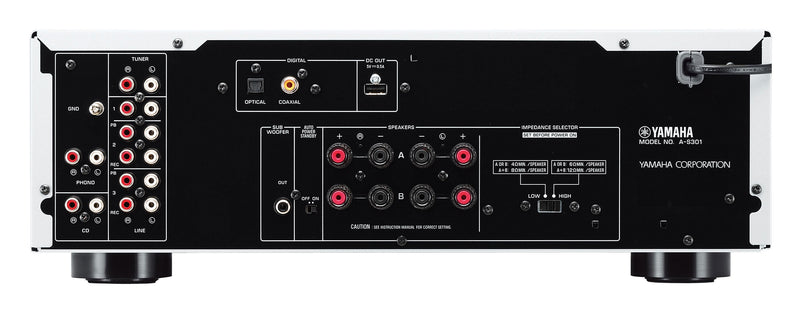 Yamaha A-S301 Integrated Amplifier dramatic studio portrait — Black finish
