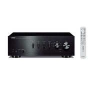 Yamaha A-S301 Integrated Amplifier — Black finish, front view with remote control