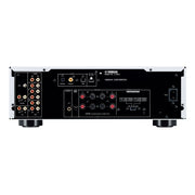 Yamaha A-S801 integrated amplifier, black finish — front panel view with remote control