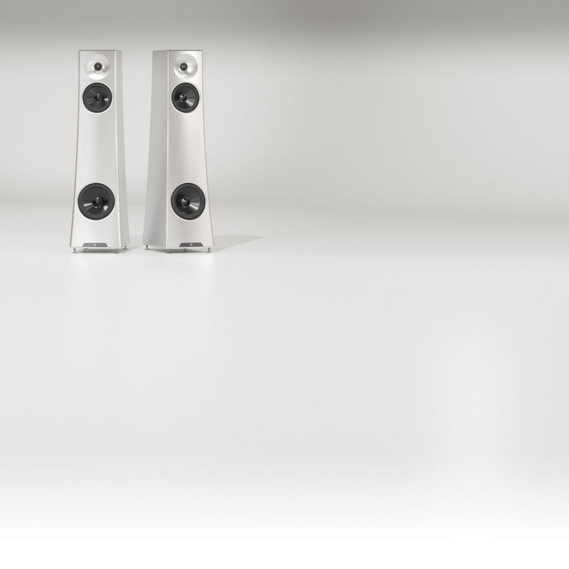 YG Acoustics Vesper 3 loudspeakers, pair, three-quarter view from the left